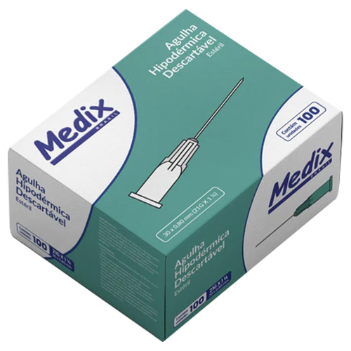 AGULHA HIPODERMICA DESCARTAVEL 30X0,80MM COM 100 UNIDADES MEDIX