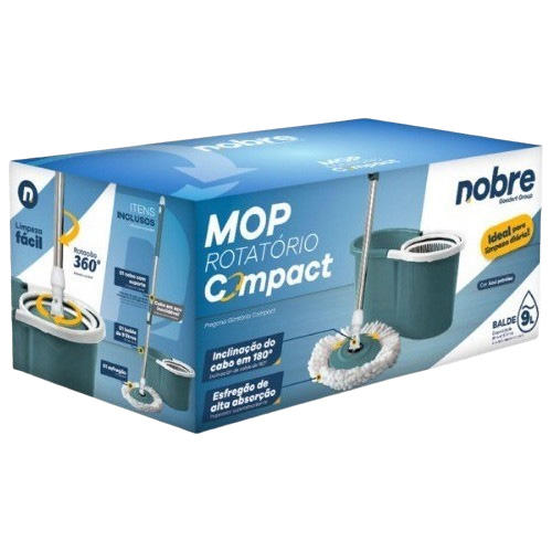 CONJUNTO BALDE ESPREMEDOR COM MOP 360 COMPACT AZUL PETROLEO NOBRE 