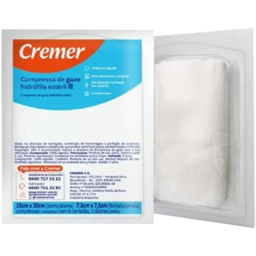 COMPRESSA ESTERIL 7,5X7,5 CM CREMER