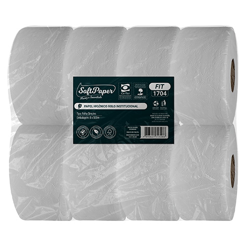 PAPEL HIGIENICO INSTITUCIONAL FOLHA SIMPLES SOFTPAPER 8X500M 