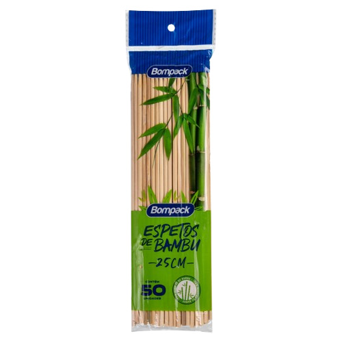 ESPETO DE BAMBU 25CM 50 UNIDADES BOMPACK 