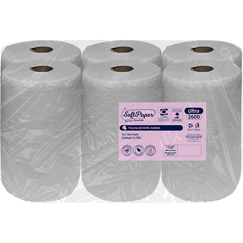 TOALHA BOBINA 6X200M SOFTPAPER ULTRA 26G