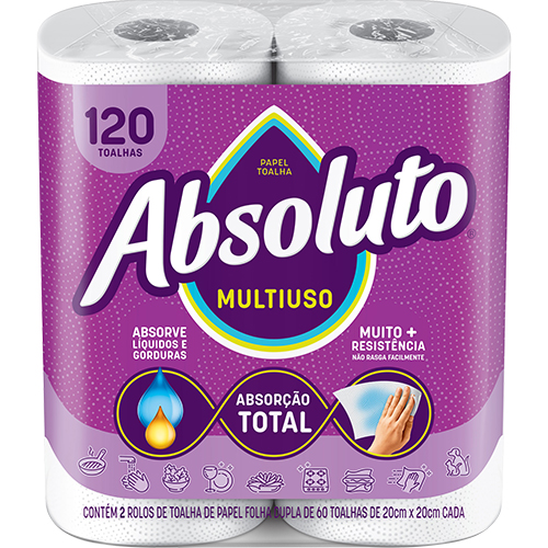TOALHA PAPEL BRANCA 1X12X2 ROLOS ABSOLUTO 