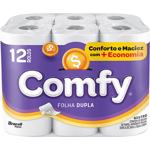 PAPEL HIGIENICO FOLHA DUPLA COMFY NEUTRO LEVE12 PAGUE11 