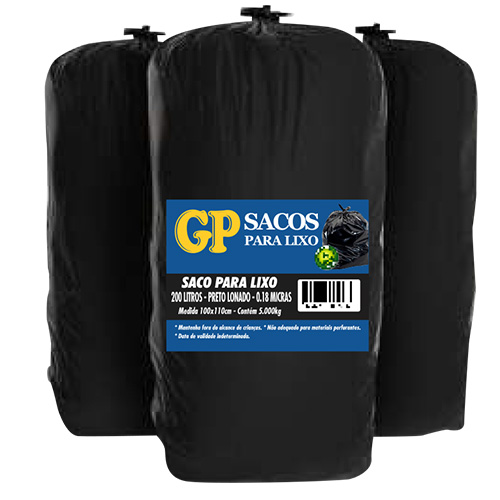 SACO LONADO PRETO 200 LITROS COM 5KG GOIAS PLASTICOS