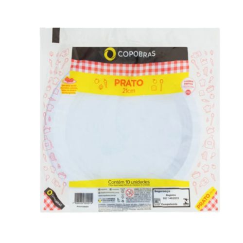 PRATO PLASTICO 21CM RASO BRANCO 50X10UN COPOBRAS