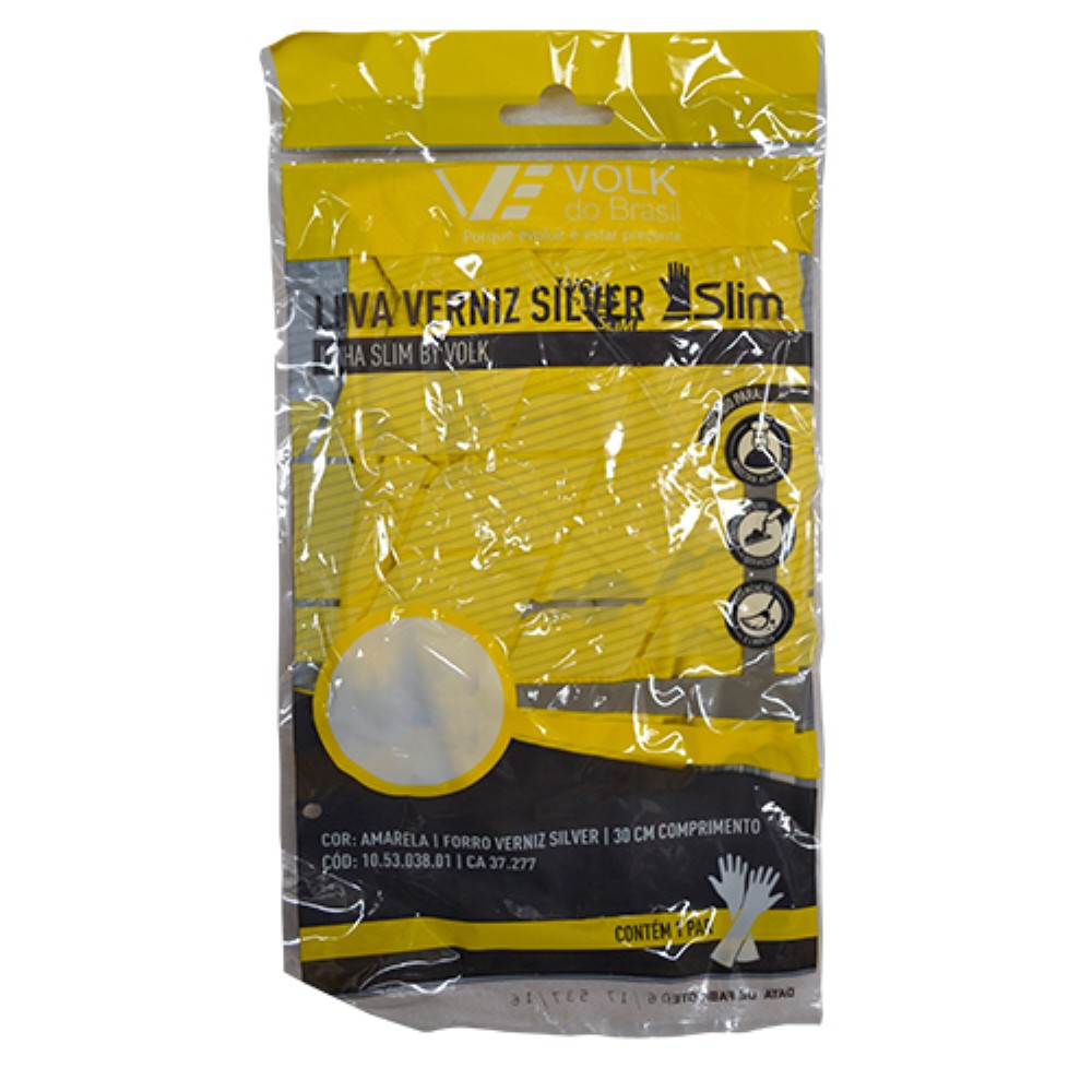 LUVA FORRADA AMARELA VERNIZ SLIM TAMANHO XG VOLK