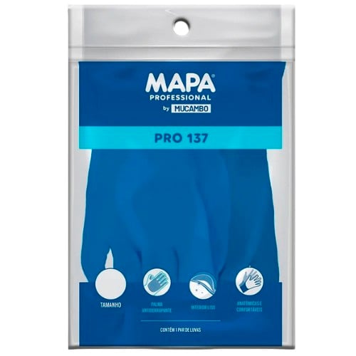 LUVA AZUL VERNIZ TAMANHO G PRO 137 MUCAMBO 