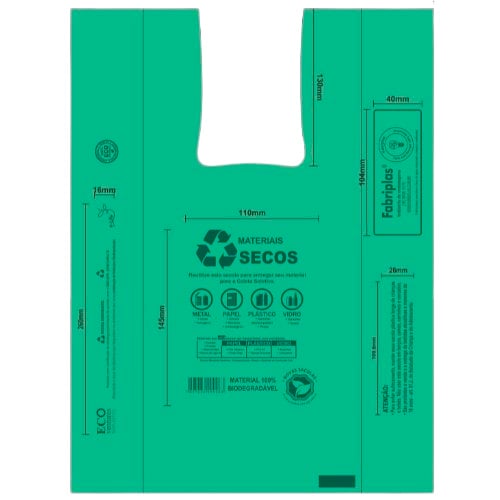 SACOLA VERDE BIODEGRADAVEL PLIFE 30X40 2.2KG TECKPACK 