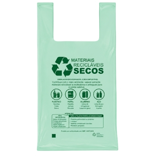 SACOLA VERDE BIODEGRADAVEL PLIFE 38X48 3.5KG TECKPACK 