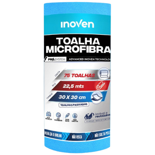 PANO MICROFIBRA AZUL 30X30 75UNIDADE INOVEN