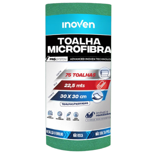 PANO MICROFIBRA VERDE 30X30 75UNIDADE INOVEN