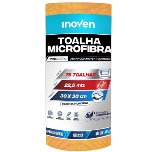PANO MICROFIBRA LARANJA 30X30 75UNIDADE INOVEN