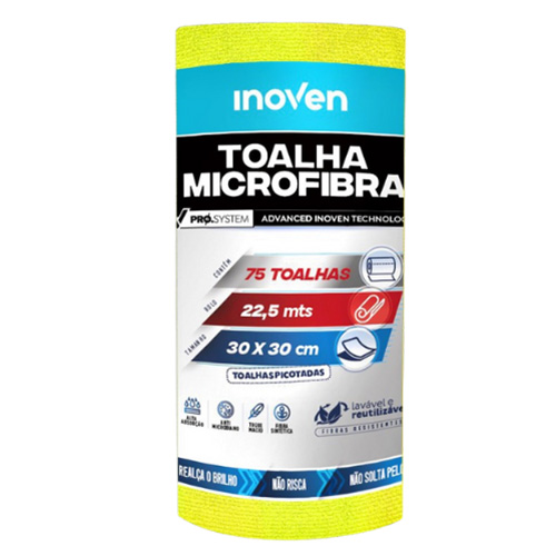 PANO MICROFIBRA AMARELO 30X30 75UNIDADE INOVEN