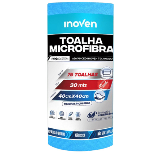 PANO MICROFIBRA AZUL 40X40 75UNIDADE INOVEN