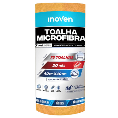 PANO MICROFIBRA LARANJA 40X40 75UNIDADE INOVEN