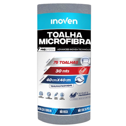 PANO MICROFIBRA CINZA 40X40 75UNIDADE INOVEN
