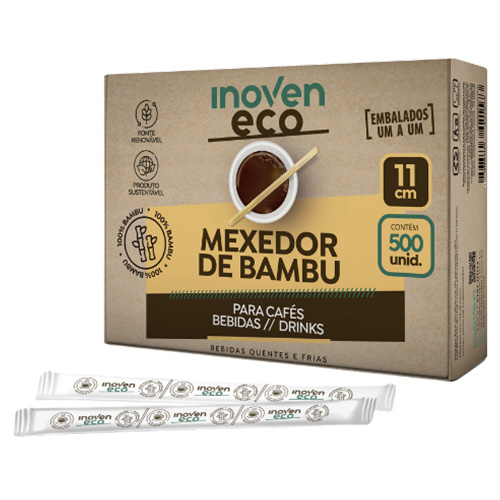 MEXEDOR DRINK DE BAMBU 11CM 500UNIDADE INOVEN 