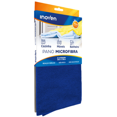 PANO MICROFIBRA AZUL 30X30 COM/2 UNIDADES INOVEN