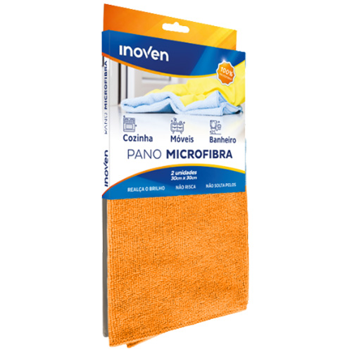 PANO MICROFIBRA LARANJA 30X30 COM/2 UNIDADES INOVEN
