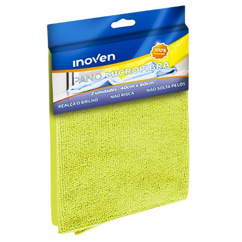PANO MICROFIBRA AMARELO 40X60 COM/2 UNIDADES INOVEN