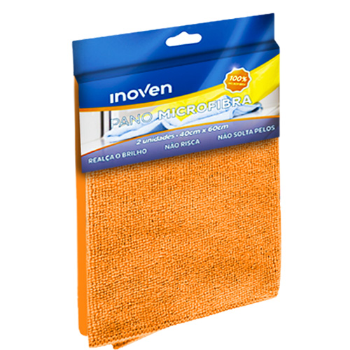 PANO MICROFIBRA LARANJA 40X60 COM/2 UNIDADES INOVEN