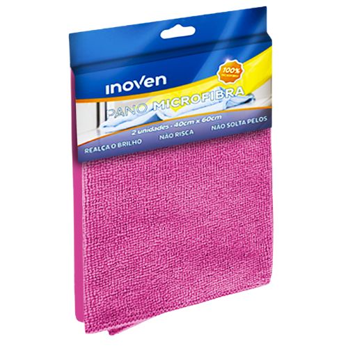 PANO MICROFIBRA ROSA 40X60 COM/2 UNIDADES INOVEN