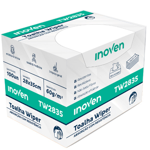 PANO MULTIUSO WIPER 28X35CM 60G BCO 100UN INOVEN 