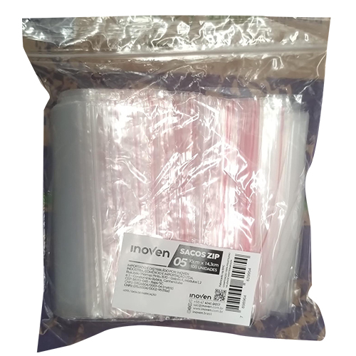 SACO PLASTICO ZIP N 05 10X14,3CMCOM/100UNIDADE INOVEN 