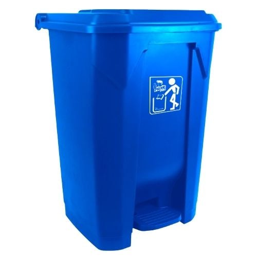 LIXEIRA COM PEDAL 80LTS AZUL PRIME PRO