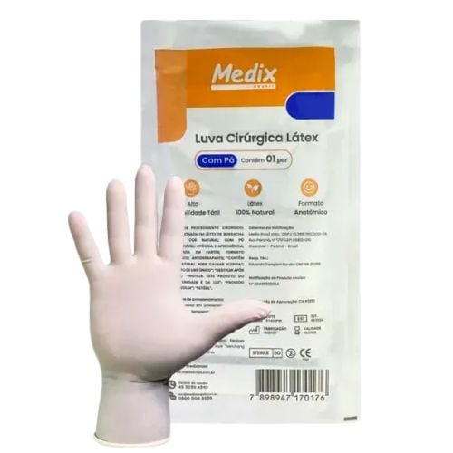 LUVA CIRURGICA 6.5 COM PO 1 PAR MEDIX SUPREME