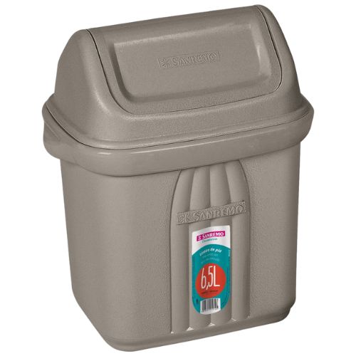LIXEIRA TAMPA BASCULANTE CINZA ESCURO 6,5LT SANREMO