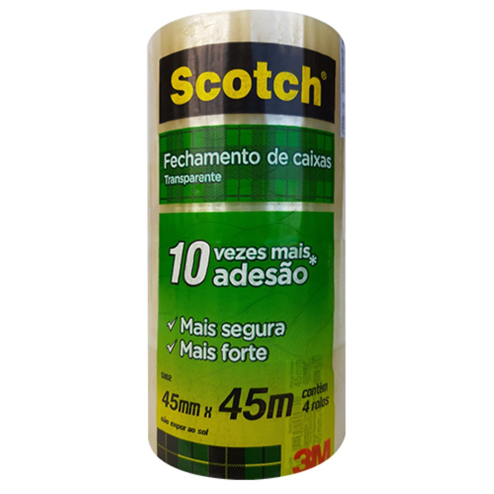 FITA ADESIVA EMPACOTADORA TRANSPARENTE 45MMX45M 1X4 UNIDADES SCOTCH BRITE