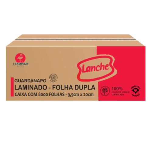 GUARDANAPO FOLHA DUPLA LANCHE 20X9,5CM 8000 FOLHAS FLAMINGO