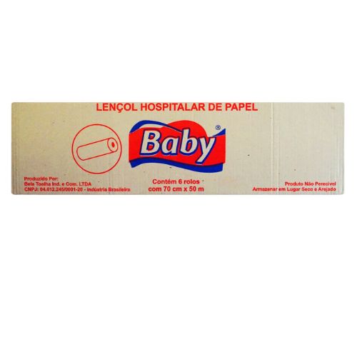 LENCOL HOSPITALAR FOLHA SIMPLES 70X50M 6 ROLOS VG BABY