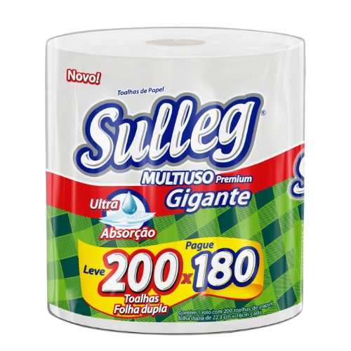 TOALHA DE PAPEL BRANCA PACOTE COM 1 ROLO 200 FOLHAS 22,3CM X 16CM SULLEG