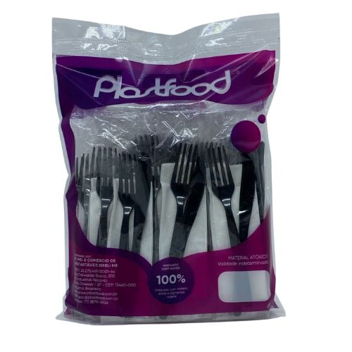 CONJUNTO GUARDANAPO, FACA+GARFO PT 6X25 UNIDADES PLASTFOOD