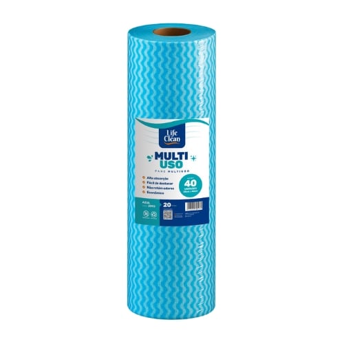 PANO MULTIUSO 28CMX25M AZUL COM 50 UNIDADES LIFE CLEAN