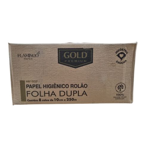 PAPEL HIGIENICO INSTITUCIONAL FOLHA DUPLA GOLD PREMIUM 32G 8X250M 