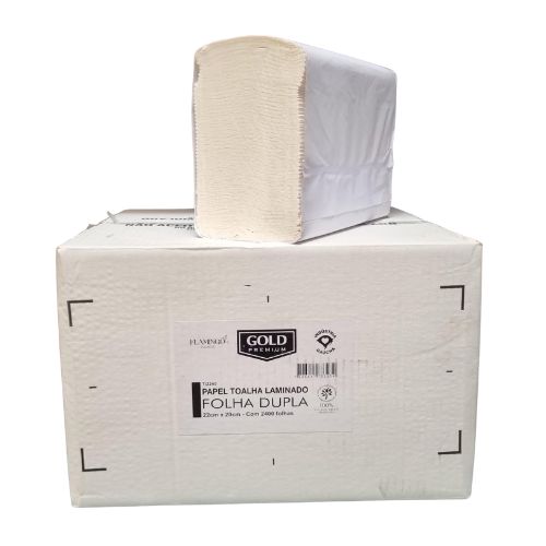 TOALHA PAPEL INTERFOLHA FOLHA DUPLA 2400 FOLHAS 20X22CM GOLD PREMIUM 40GRM 
