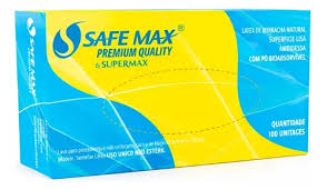 LUVA LATEX TAMANHO PP COM 100 UNIDADES COM PO COM ANVISA SAFEMAX 