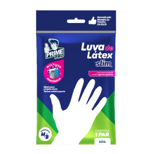 LUVA AZUL MULTIUSO SLIM TAMANHO M PRIME PRO