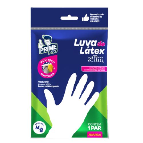 LUVA AMARELA MULTIUSO SLIM TAMANHO M PRIME PRO