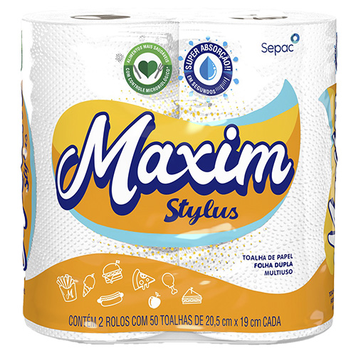 TOALHA DE PAPEL BRANCA 1X12X2 ROLOS STYLUS MAXIM 