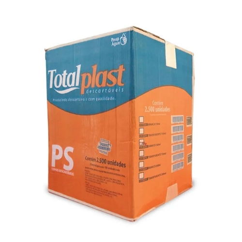 COPO DESCARTAVEL TRANSPARENTE 150ML PS 25X100 UNIDADES TOTALPLAST 