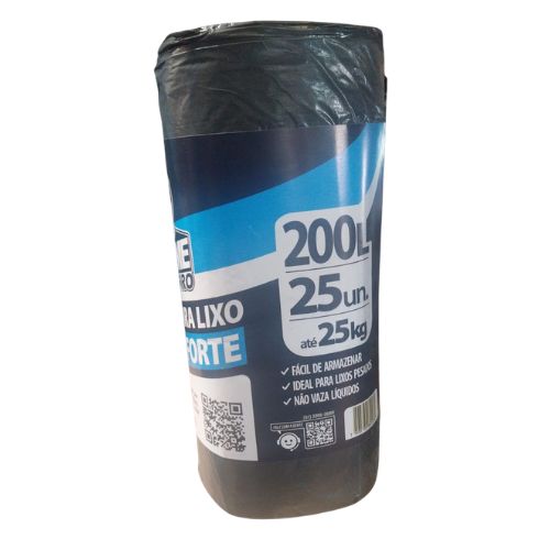 SACO PRETO 200LTS C/25 PARA LIXO EXTRA FORTE ROLO PRIME PRO