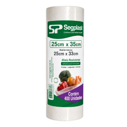 SACO BOBINA PICOADA 25X35CM MAIS RESISTENTE SEGPLAST