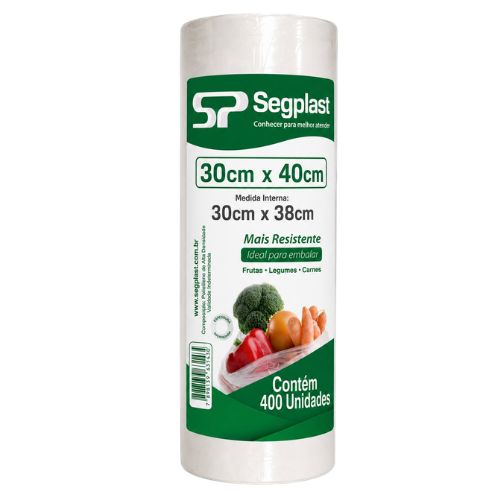 SACO BOBINA PICOADA 30X40CM MAIS RESISTENTE SEGPLAST