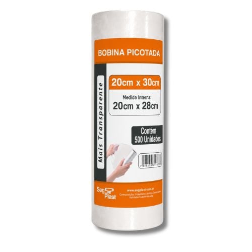 SACO BOBINA PICOTADA 20X30CM 900G 500 UNIDADES SEGPLAST