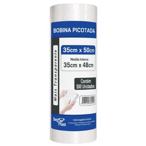 SACO BOBINA PICOTADA 35X50CM 2.35KG 500 UNIDADES SEGPLAST